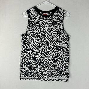 Nike Sleeveless Tank Top Shirt Womens XS Black White Abstract Casual Top Cotton